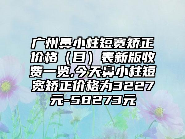 广州鼻小柱短宽矫正价格（目）表新版收费一览,今天鼻小柱短宽矫正价格为3227元-58273元