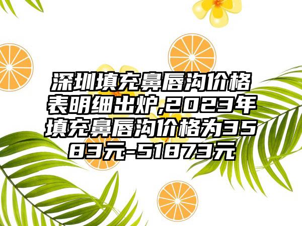 深圳填充鼻唇沟价格表明细出炉,2023年填充鼻唇沟价格为3583元-51873元