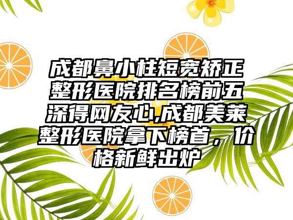 成都鼻小柱短宽矫正整形医院排名榜前五深得网友心,成都美莱整形医院拿下榜首，价格新鲜出炉