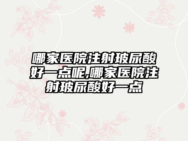 哪家医院注射玻尿酸好一点呢,哪家医院注射玻尿酸好一点