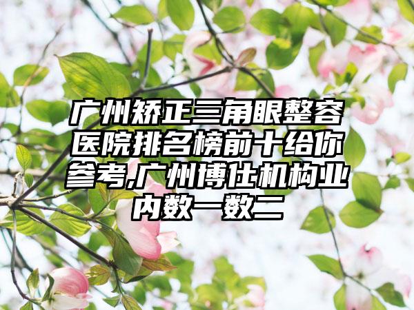 广州矫正三角眼整容医院排名榜前十给你参考,广州博仕机构业内数一数二