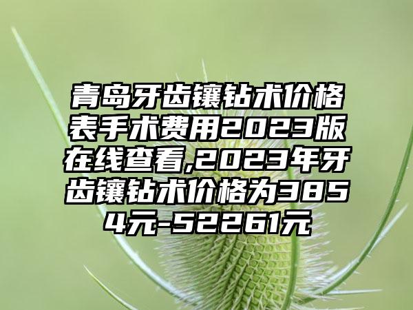 青岛牙齿镶钻术价格表手术费用2023版在线查看,2023年牙齿镶钻术价格为3854元-52261元