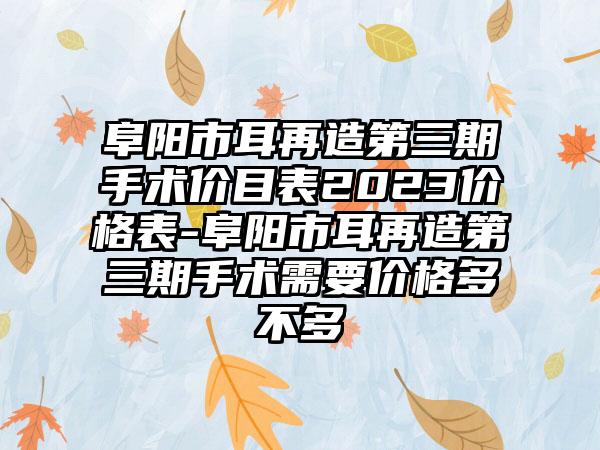 阜阳市耳再造第三期手术价目表2023价格表-阜阳市耳再造第三期手术需要价格多不多