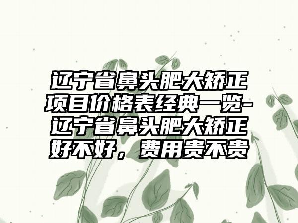 辽宁省鼻头肥大矫正项目价格表经典一览-辽宁省鼻头肥大矫正好不好，费用贵不贵