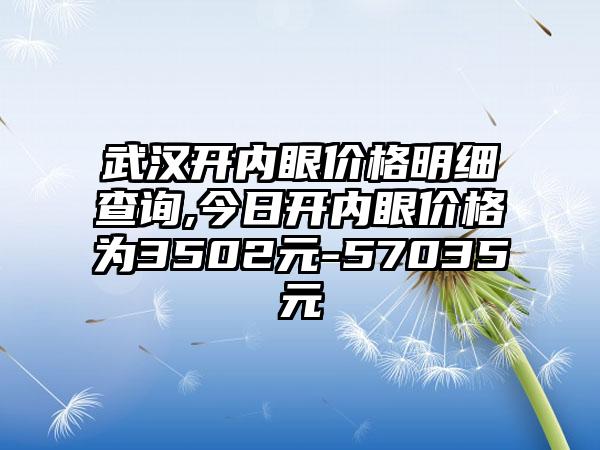 武汉开内眼价格明细查询,今日开内眼价格为3502元-57035元