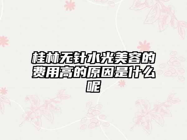 桂林无针水光美容的费用高的原因是什么呢