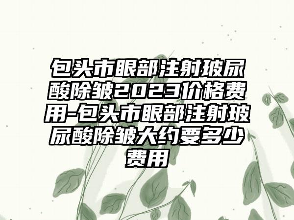 包头市眼部注射玻尿酸除皱2023价格费用-包头市眼部注射玻尿酸除皱大约要多少费用