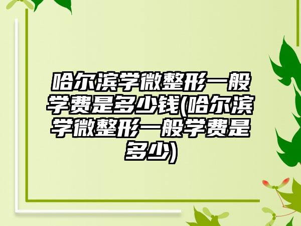 哈尔滨学微整形一般学费是多少钱(哈尔滨学微整形一般学费是多少)