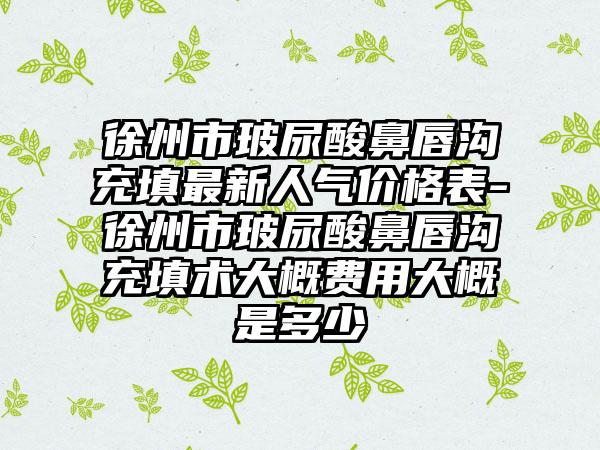 徐州市玻尿酸鼻唇沟充填非常新人气价格表-徐州市玻尿酸鼻唇沟充填术大概费用大概是多少