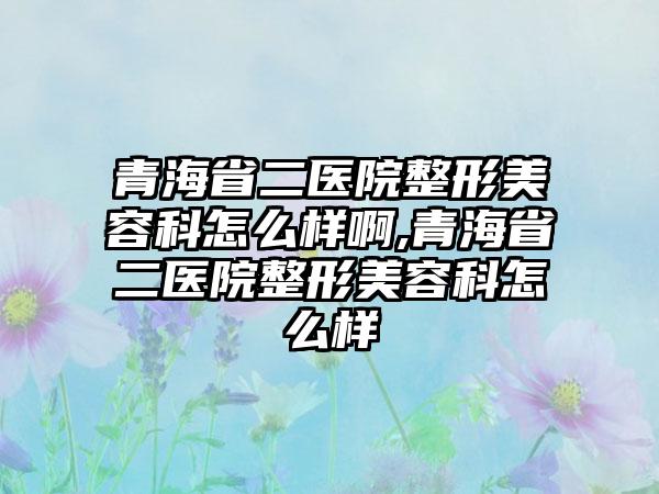 青海省二医院整形美容科怎么样啊,青海省二医院整形美容科怎么样