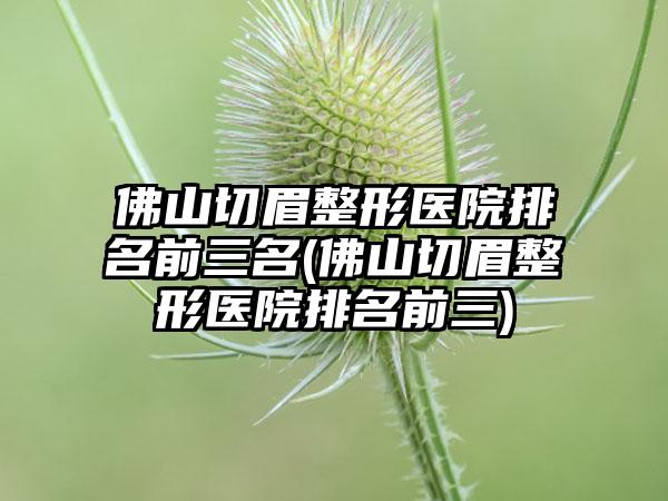 佛山切眉整形医院排名前三名(佛山切眉整形医院排名前三)