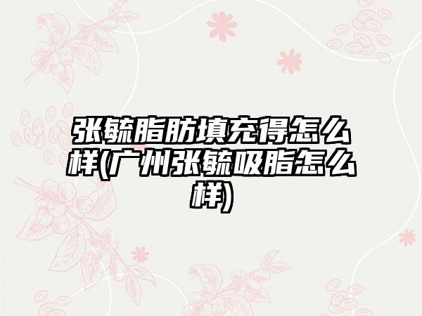 张毓脂肪填充得怎么样(广州张毓吸脂怎么样)