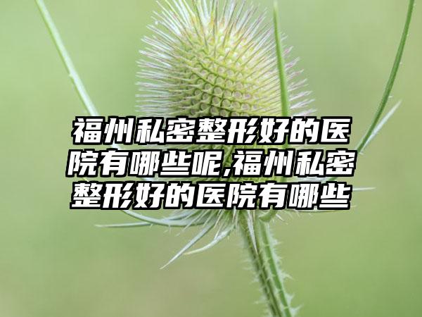 福州私密整形好的医院有哪些呢,福州私密整形好的医院有哪些