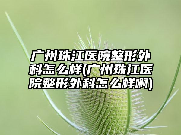 广州珠江医院整形外科怎么样(广州珠江医院整形外科怎么样啊)