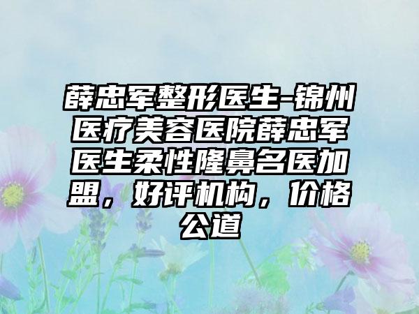 薛忠军整形医生-锦州医疗美容医院薛忠军医生柔性隆鼻名医加盟，好评机构，价格公道