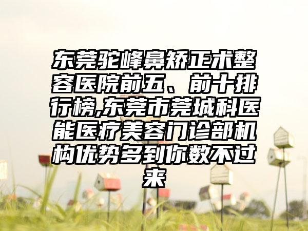 东莞驼峰鼻矫正术整容医院前五、前十排行榜,东莞市莞城科医能医疗美容门诊部机构优势多到你数不过来