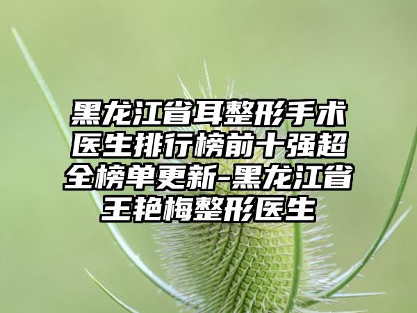 黑龙江省耳整形手术医生排行榜前十强超全榜单更新-黑龙江省王艳梅整形医生