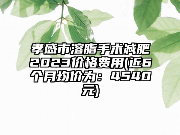 孝感市溶脂手术减肥2023价格费用(近6个月均价为：4540元)