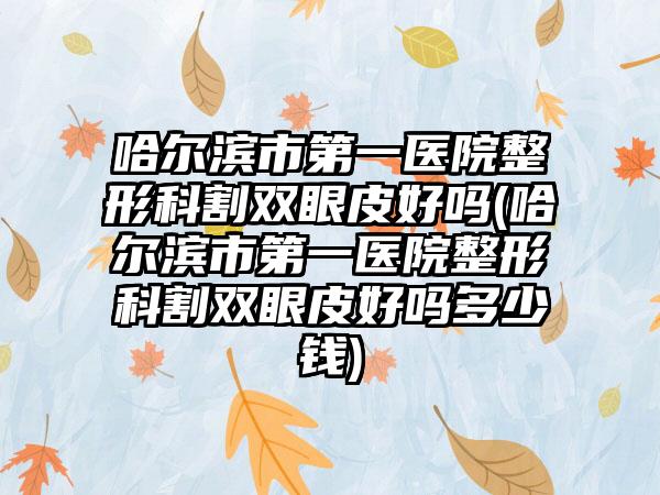 哈尔滨市第一医院整形科割双眼皮好吗(哈尔滨市第一医院整形科割双眼皮好吗多少钱)