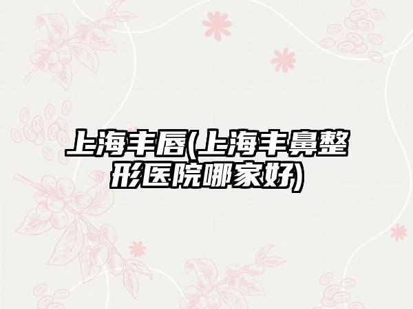 上海丰唇(上海丰鼻整形医院哪家好)