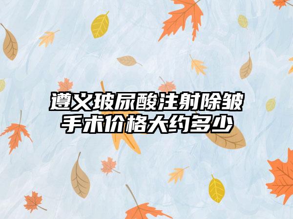 遵义玻尿酸注射除皱手术价格大约多少