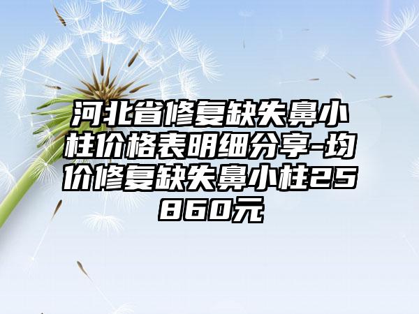 河北省修复缺失鼻小柱价格表明细分享-均价修复缺失鼻小柱25860元