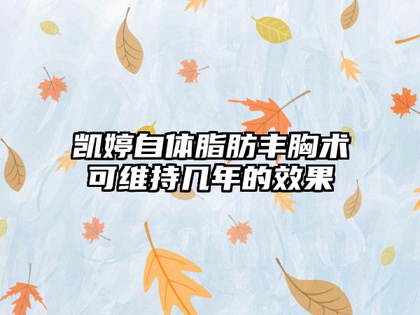 凯婷自体脂肪丰胸术可维持几年的成果