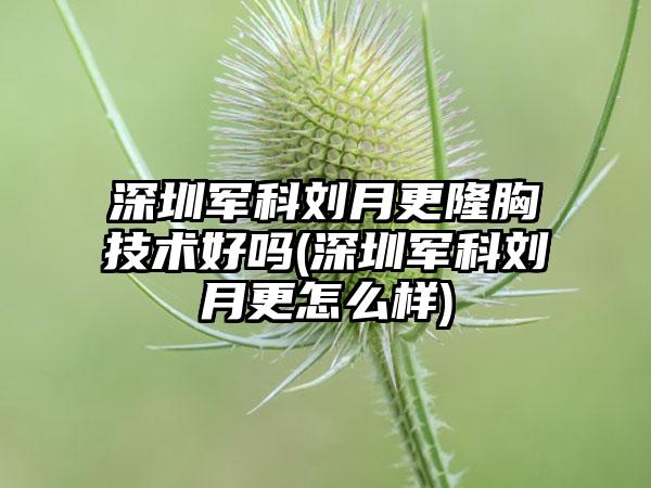 深圳军科刘月更隆胸技术好吗(深圳军科刘月更怎么样)