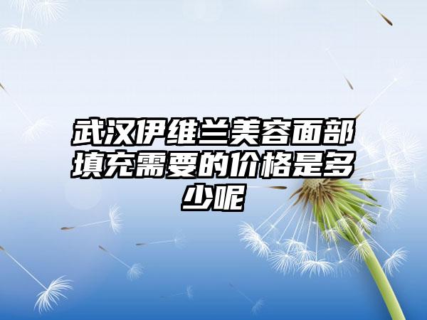 武汉伊维兰美容面部填充需要的价格是多少呢