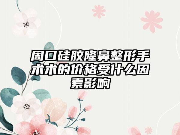 周口硅胶七元手术术的价格受什么因素影响