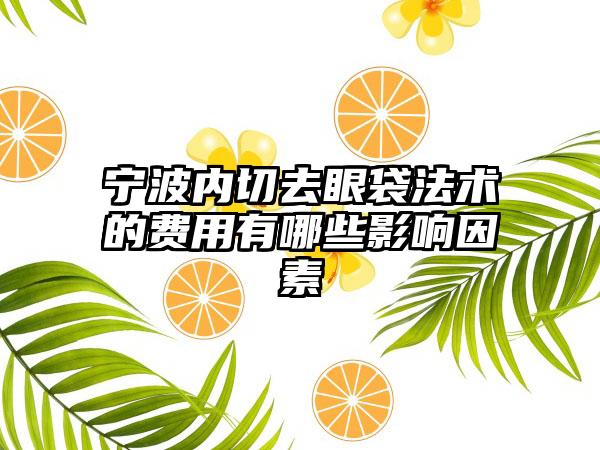 宁波内切去眼袋法术的费用有哪些影响因素