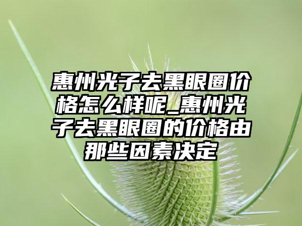 惠州光子去黑眼圈价格怎么样呢_惠州光子去黑眼圈的价格由那些因素决定