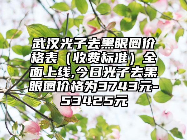 武汉光子去黑眼圈价格表（收费标准）多面上线,今日光子去黑眼圈价格为3743元-53425元