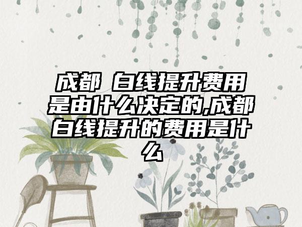 成都疍白线提升费用是由什么决定的,成都疍白线提升的费用是什么