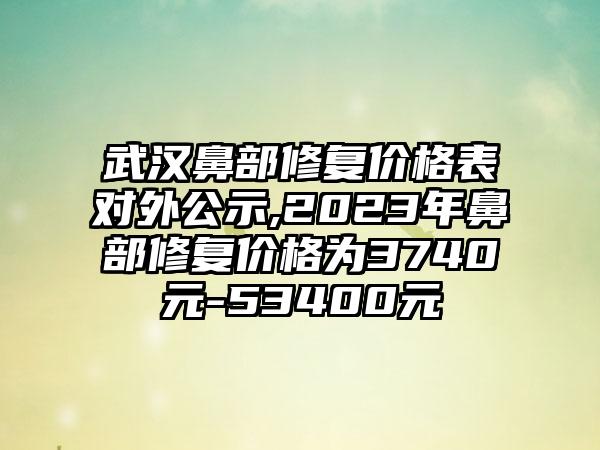 武汉鼻部修复价格表对外公示,2023年鼻部修复价格为3740元-53400元