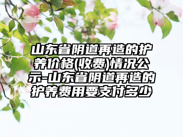 山东省阴道再造的护养价格(收费)情况公示-山东省阴道再造的护养费用要支付多少