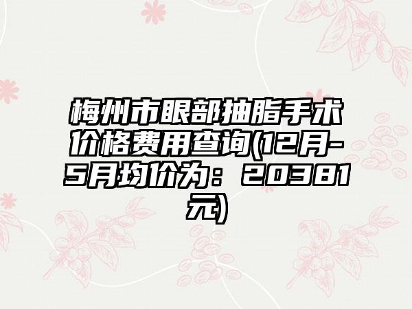 梅州市眼部抽脂手术价格费用查询(12月-5月均价为：20381元)