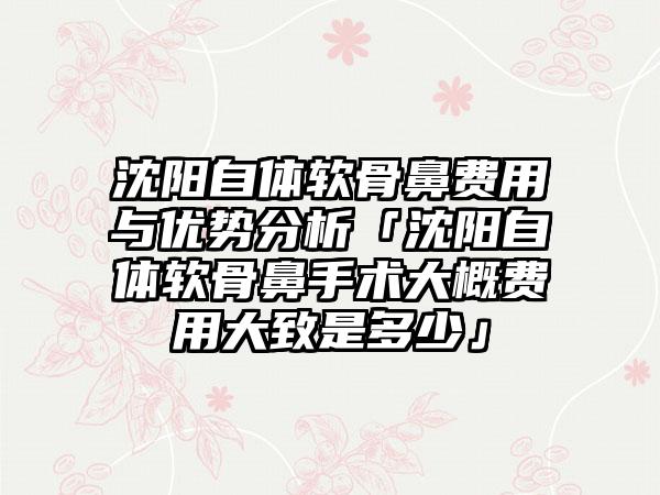 沈阳自体软骨鼻费用与优势分析「沈阳自体软骨鼻手术大概费用大致是多少」