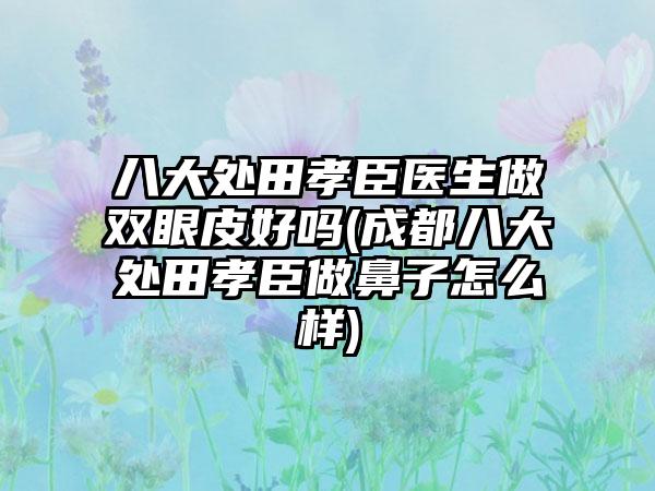 八大处田孝臣医生做双眼皮好吗(成都八大处田孝臣做鼻子怎么样)