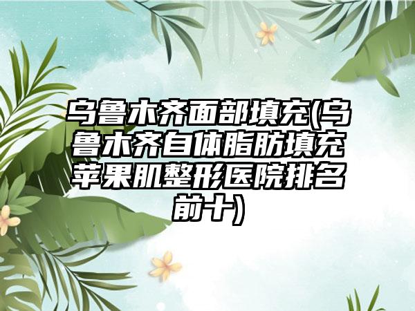 乌鲁木齐面部填充(乌鲁木齐自体脂肪填充苹果肌整形医院排名前十)