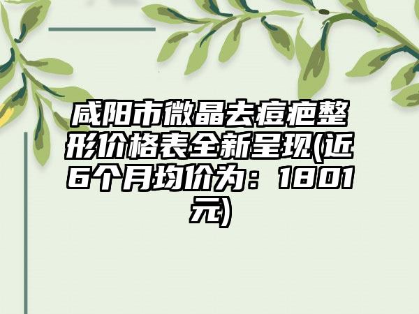 咸阳市微晶去痘疤整形价格表全新呈现(近6个月均价为：1801元)