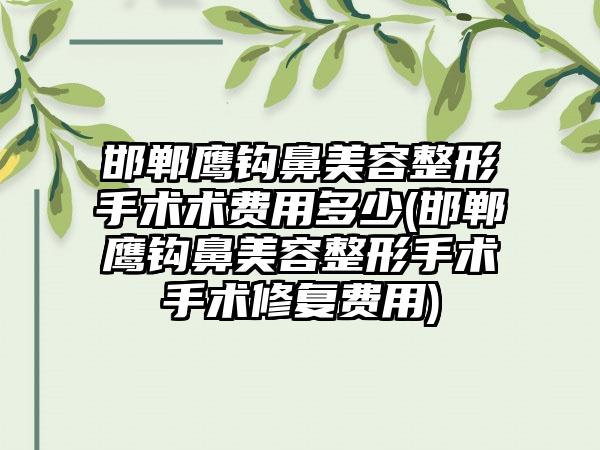 邯郸鹰钩鼻美容整形手术术费用多少(邯郸鹰钩鼻美容整形手术手术修复费用)