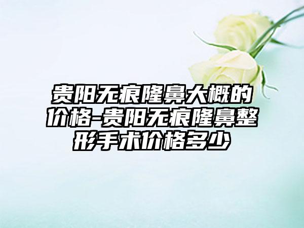 贵阳无痕隆鼻大概的价格-贵阳无痕七元手术价格多少