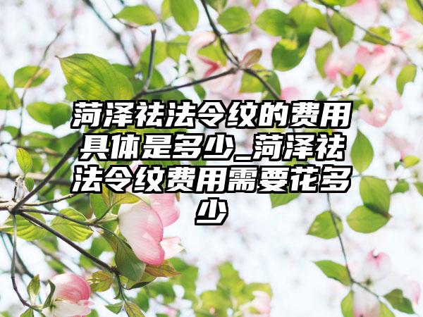 菏泽祛法令纹的费用具体是多少_菏泽祛法令纹费用需要花多少