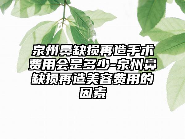 泉州鼻缺损再造手术费用会是多少-泉州鼻缺损再造美容费用的因素