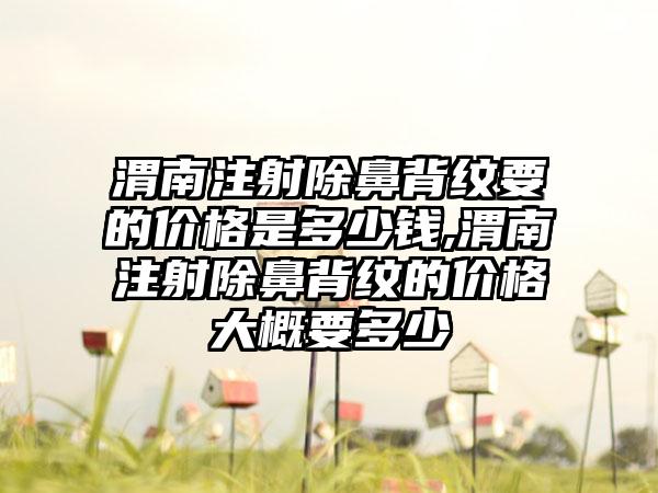 渭南注射除鼻背纹要的价格是多少钱,渭南注射除鼻背纹的价格大概要多少