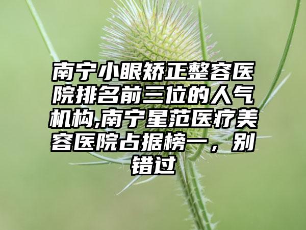 南宁小眼矫正整容医院排名前三位的人气机构,南宁星范医疗美容医院占据榜一，别错过