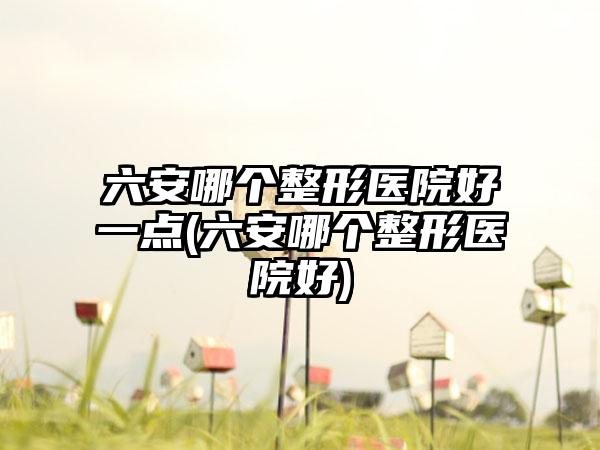 六安哪个整形医院好一点(六安哪个整形医院好)