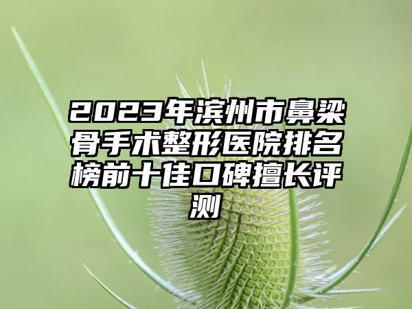 2023年滨州市鼻梁骨手术整形医院排名榜前十佳口碑擅长评测