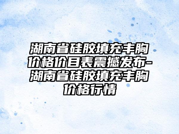 湖南省硅胶填充丰胸价格价目表震撼发布-湖南省硅胶填充丰胸价格行情